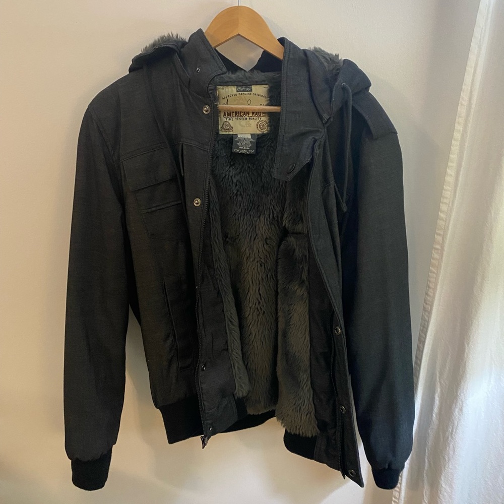 American Rag Charcoal Grey Hooded Jacket